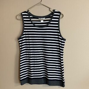 Christopher & Banks Navy and White Striped Tank Top